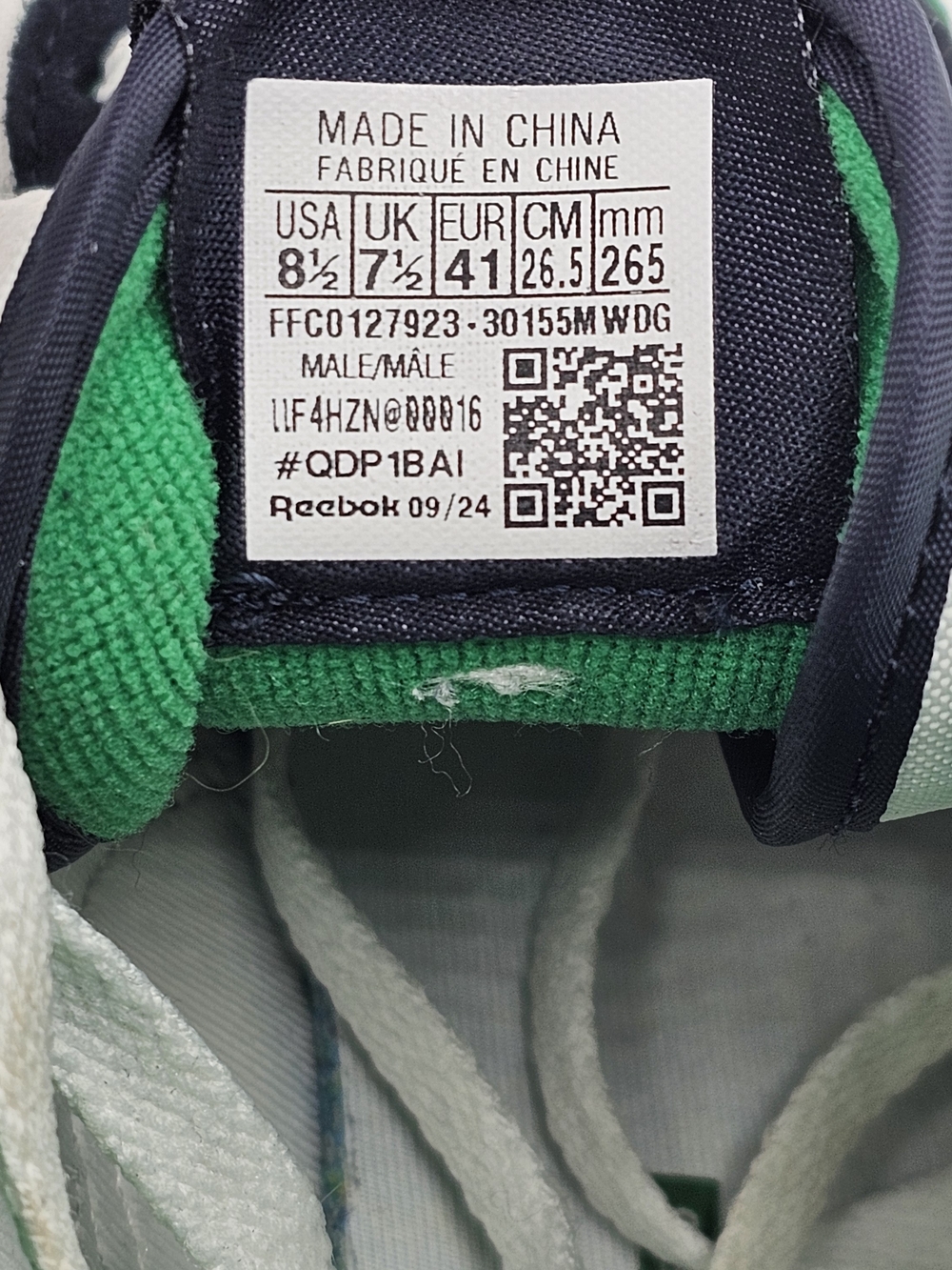 Reebok Fort Racer Classic Mens 8.5 Sneakers White Green Navy Ortholite Comfort - Picture 7 of 10